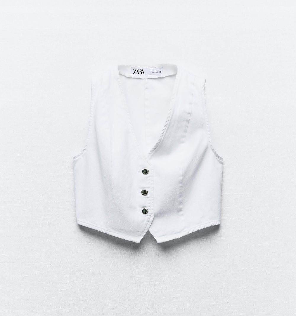 Moudda ZARA - Gilet denim à boutons apparents – ensemble coordonné - Tunisie 2