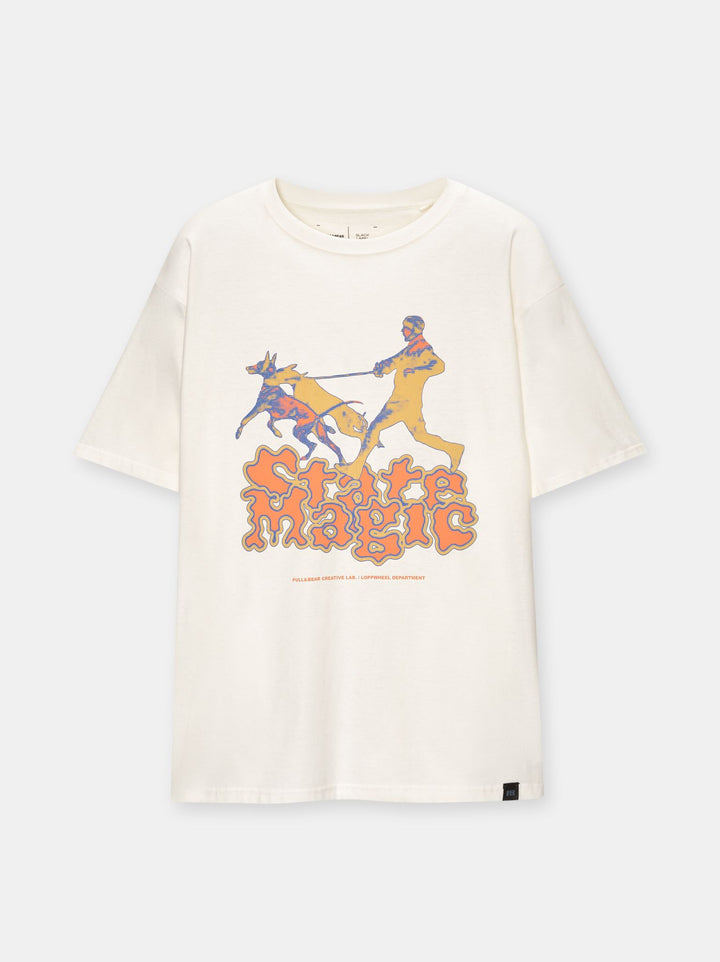 Moudda PULL & BEAR - T-Shirt Demi-Manches Gas Station 01 Relaxed Fit Blanc - Tunisie 2