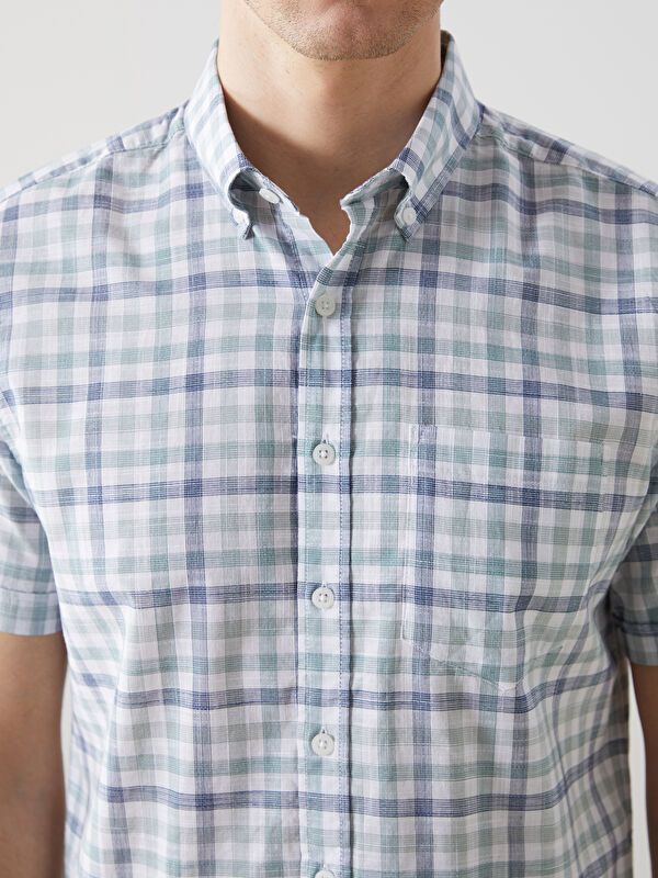 Moudda LC Waikiki - Chemise à carreaux manches courtes en tissu tissé pour Homme - Tunisie 3