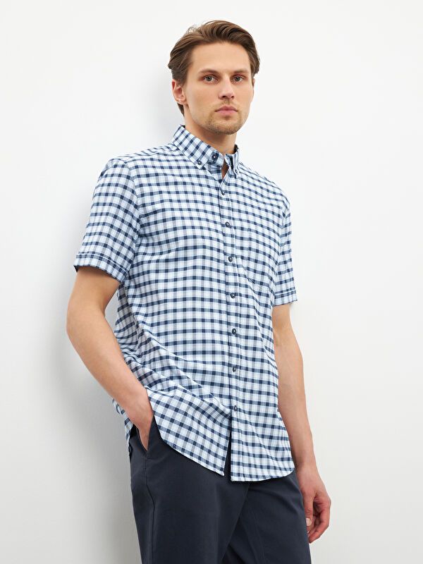 Moudda LC Waikiki - Chemise à carreaux manches courtes en tissu tissé pour Homme - Tunisie 1