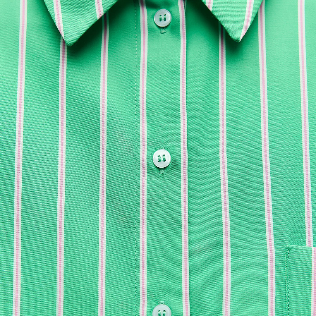 Moudda ZARA - Chemise ample rayée verte, manches longues, poche - Tunisie 3