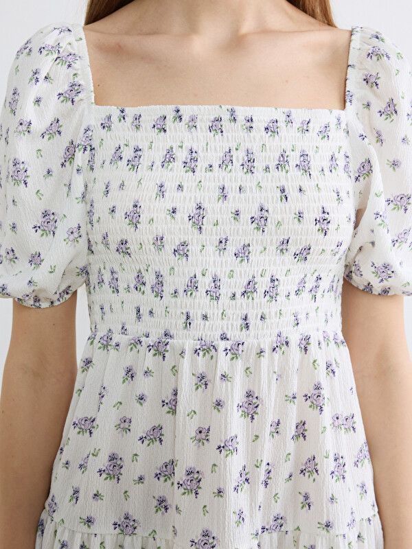 Moudda LC Waikiki - Robe manches courtes en jersey pour Femme couleur Lilas imprimé - Tunisie 2