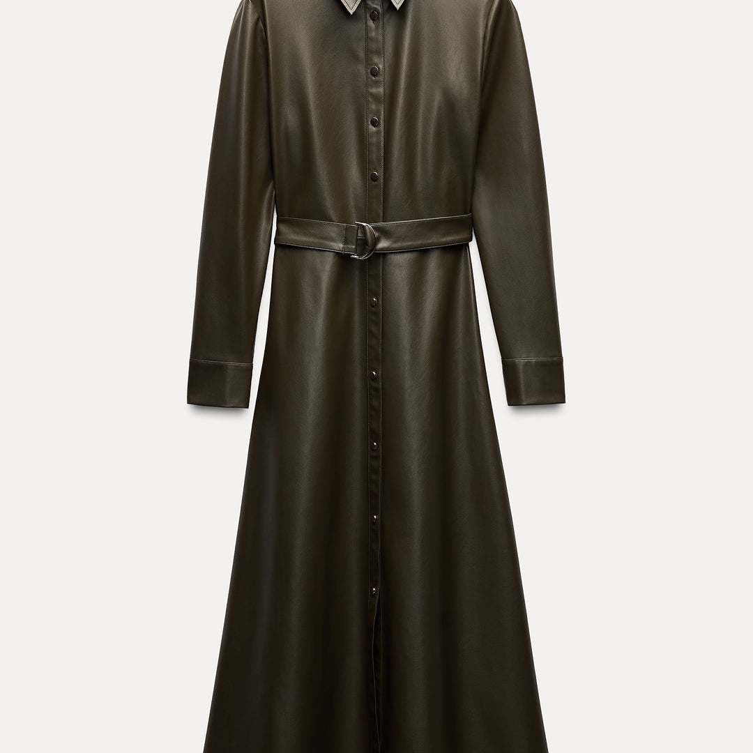 Moudda ZARA - Robe chemise en similicuir ceinturée - Tunisie 1