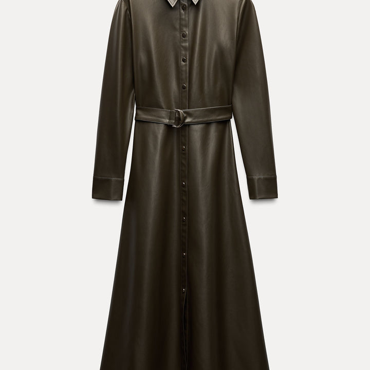 Moudda ZARA - Robe chemise en similicuir ceinturée - Tunisie 1