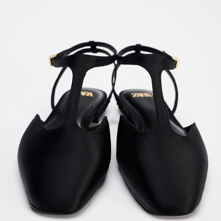 Moudda ZARA - Chaussures plates T-bar satin - Tunisie 3