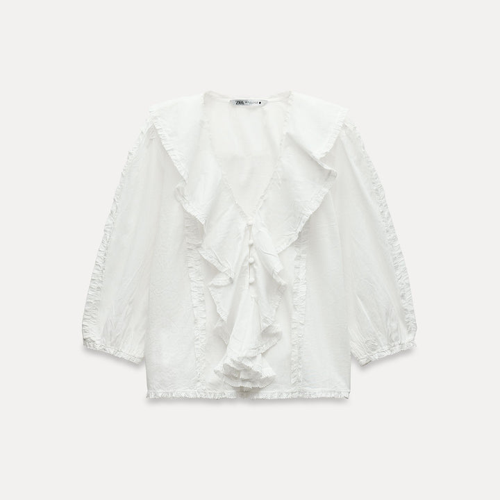 Moudda ZARA - Chemise voile volants fagotage manches 3/4 - Tunisie 2