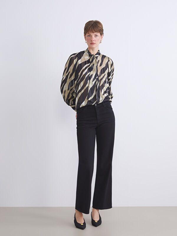 Moudda LC Waikiki - Blouse tissée imprimée manches longues Femme Imprimé beige - Tunisie 2