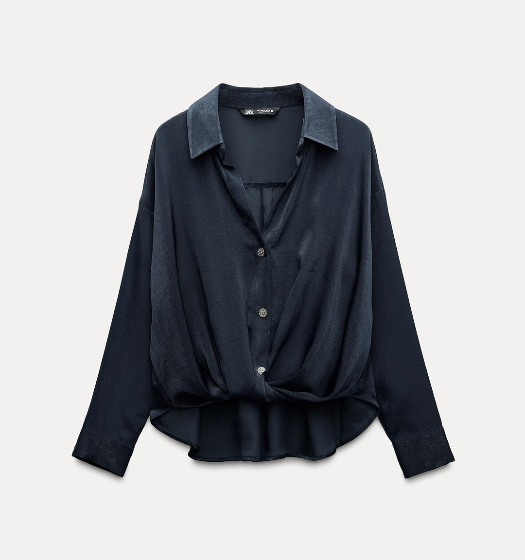 Moudda ZARA - Blouse Satinée à Nœud Bouton Doré - Tunisie 1