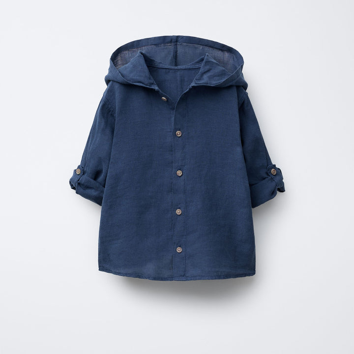 Moudda ZARA - Chemise Enfant Capuche - 100% Lin & Marine (6T) - Tunisie 1