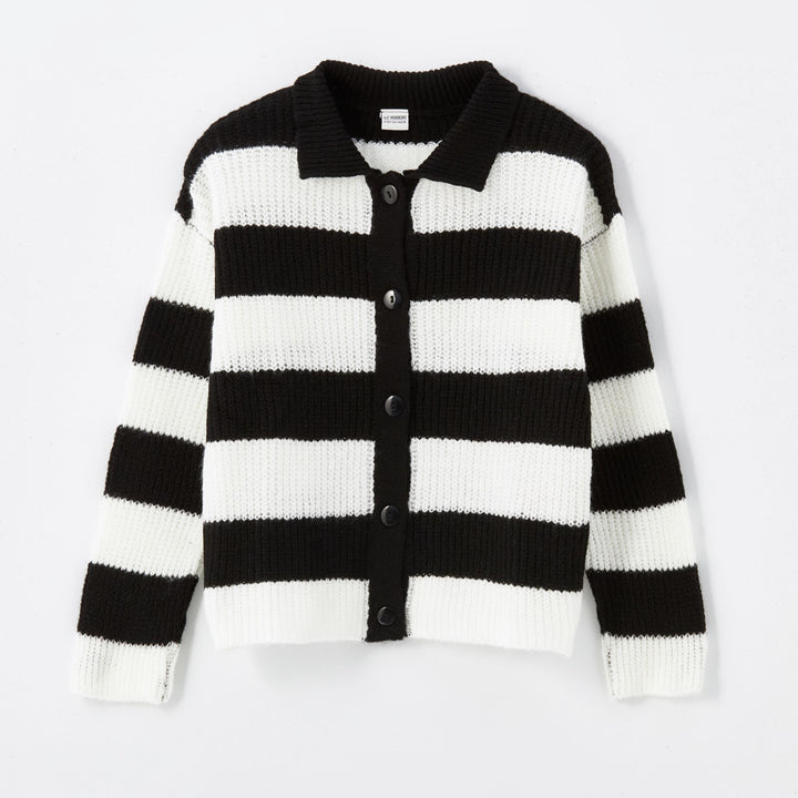 Moudda LC Waikiki - Cardigan en tricot Fille Rayures noires - Tunisie 1