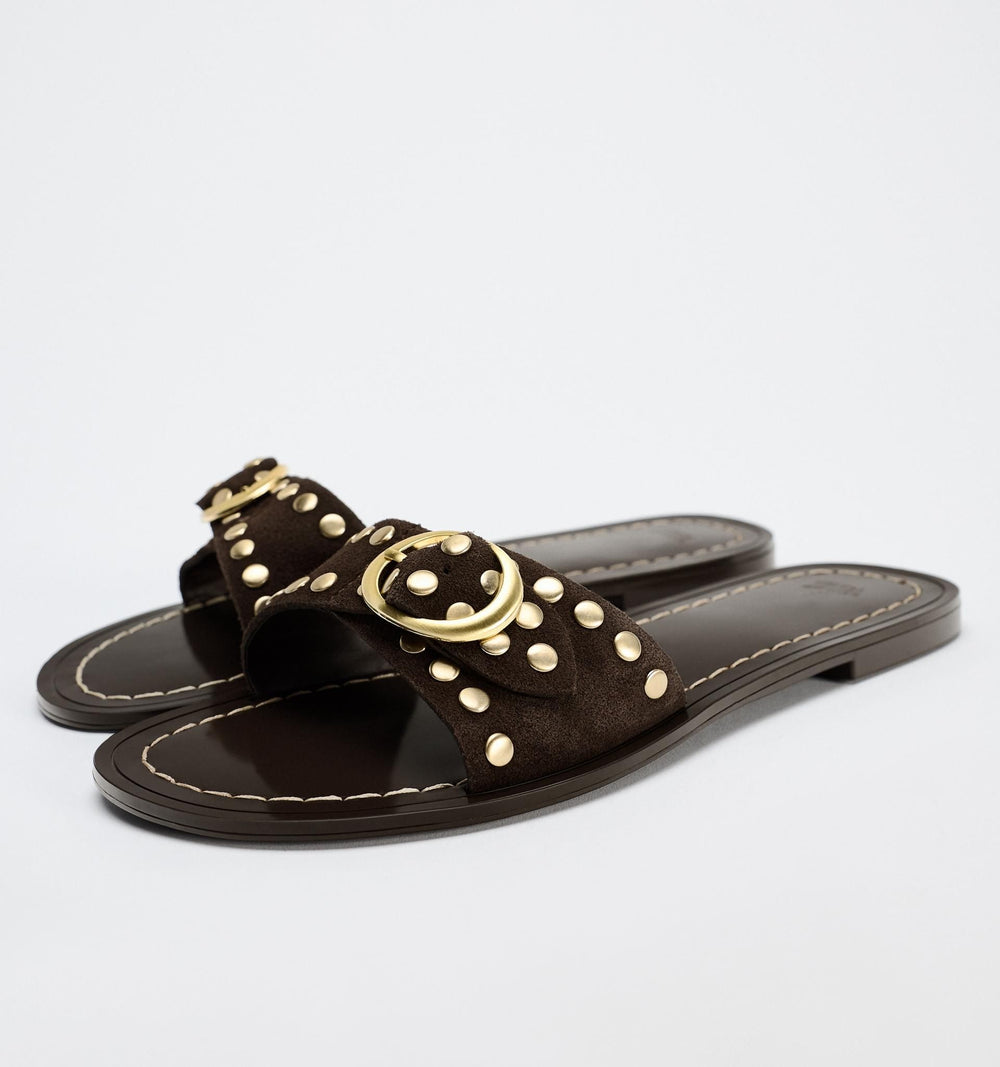 Moudda ZARA - Sandales plates cloutées daim - Tunisie 2