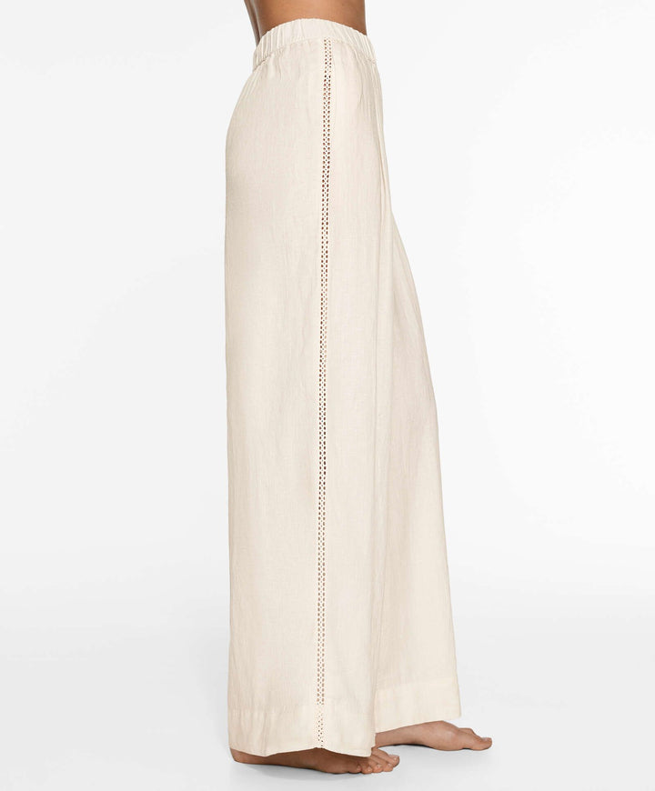 Moudda Oysho - Pantalon 100% Lin Relaxed Brodé Taille Moyenne - Tunisie 5