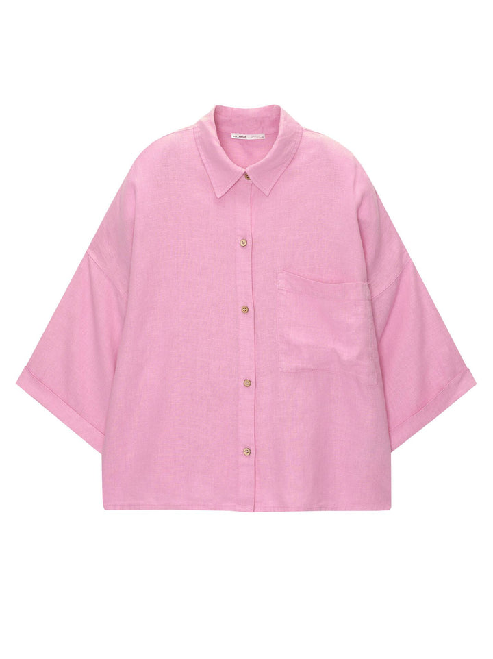 Moudda PULL & BEAR - Chemise Pacific Rustique Teinture Garment Rose - Tunisie 5
